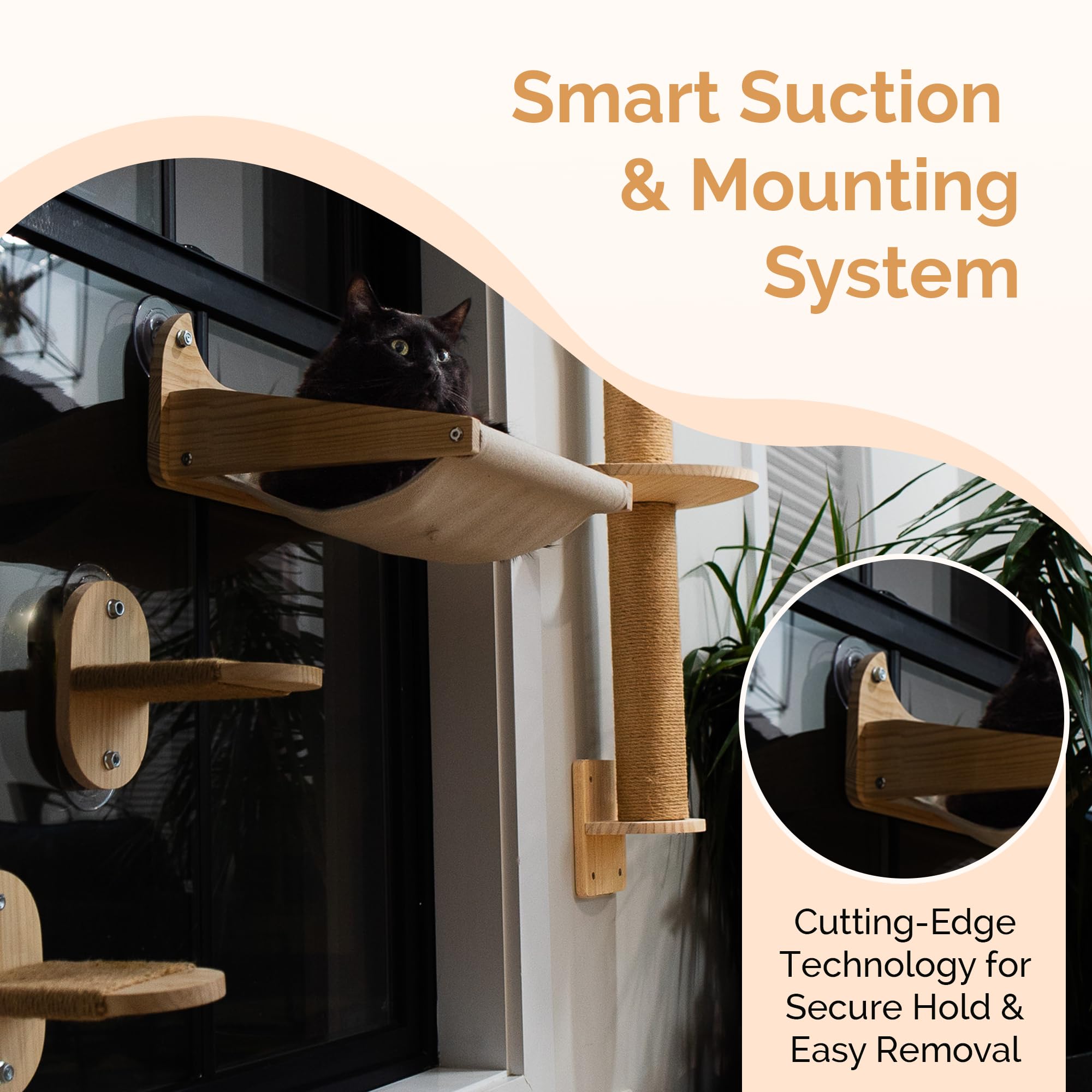 Pet Savvy 4-in-1 wall-mount perch saves space and creates an apartment-friendly cat furniture.