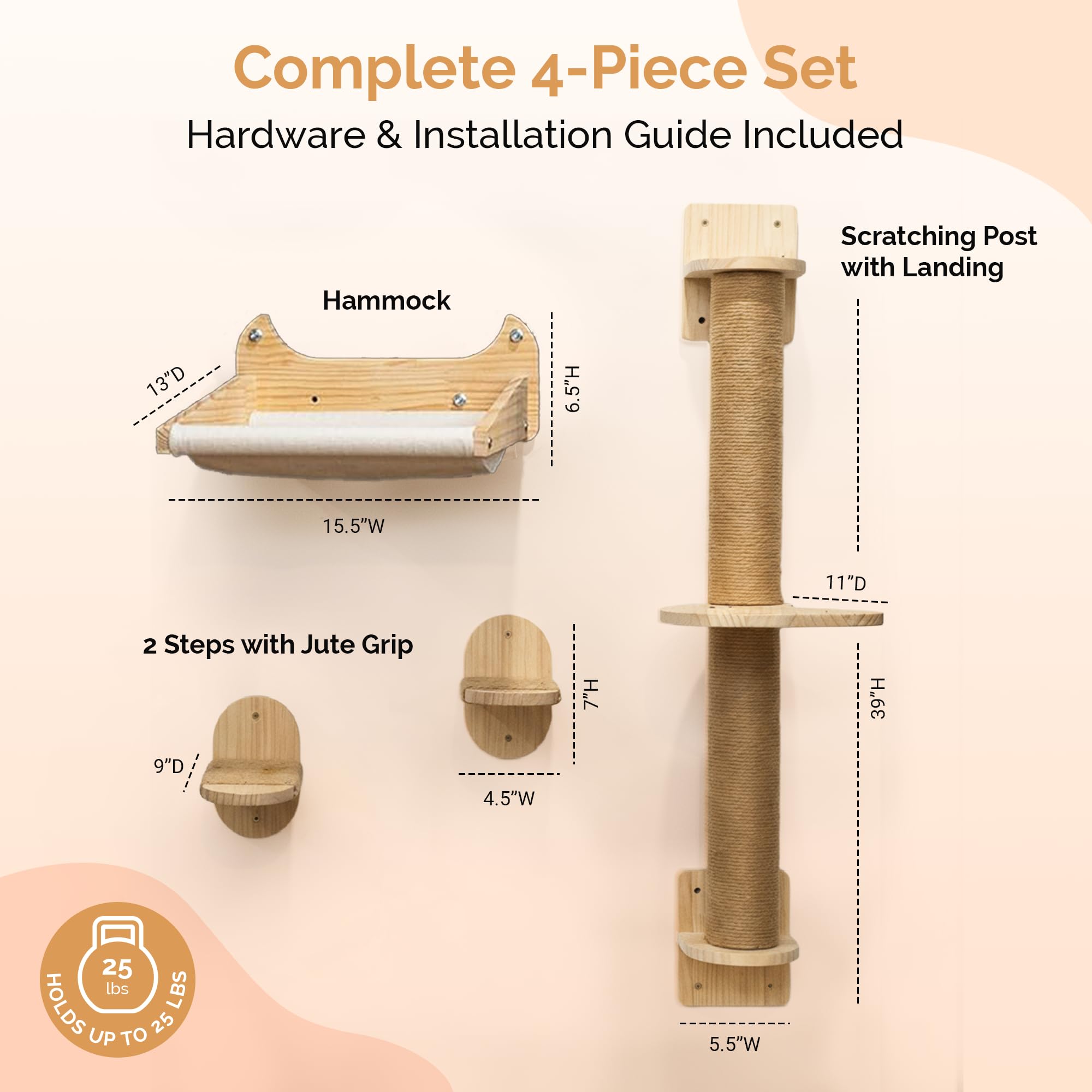 Pet Savvy 4-in-1 heavy-duty hardware ensures safe, secure mounting.