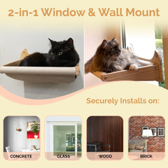 Pet Savvy 4-in-1 modern wood cat shelf blends with neutral tones for stylish decor.