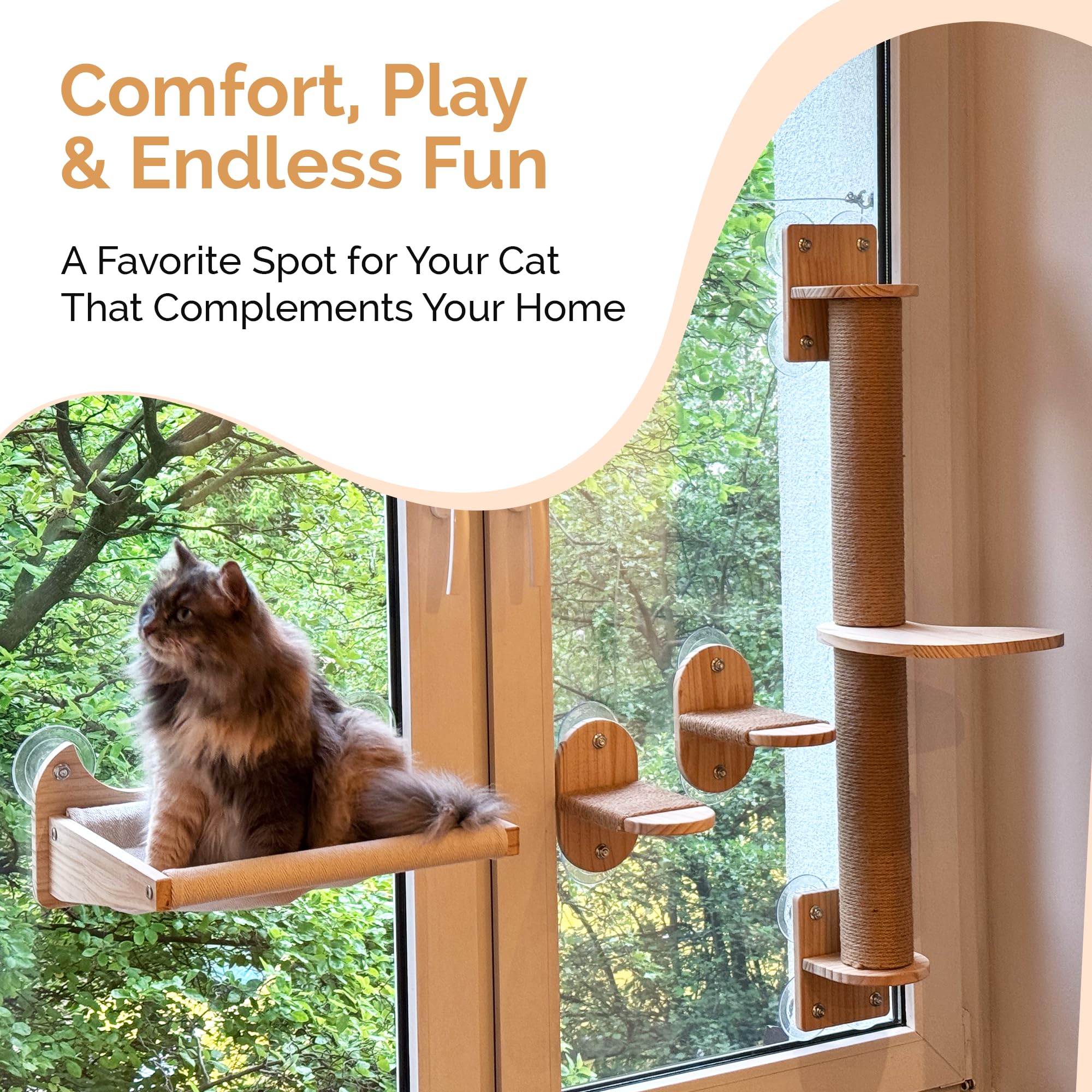 Pet Savvy 4-in-1 rotating scratching post supports claws with durable design.