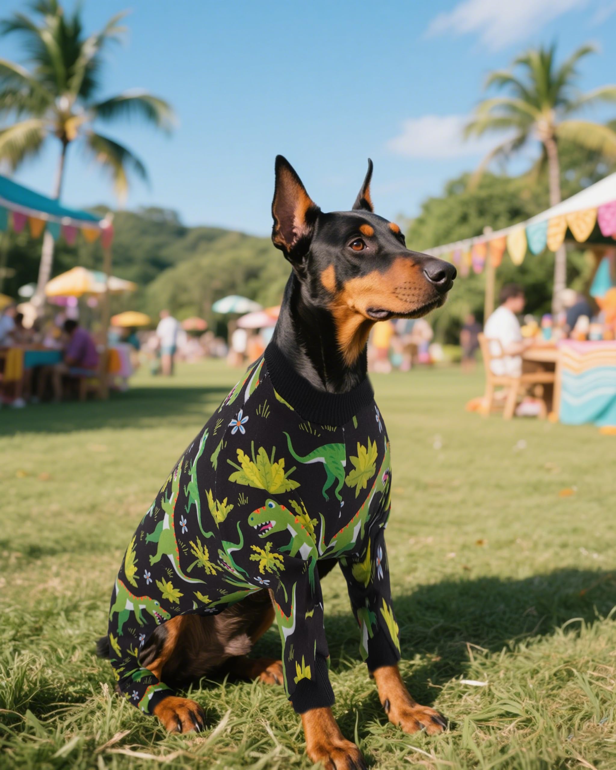 PET SHOW blue plaid jumpsuit front view highlights breathable fit.