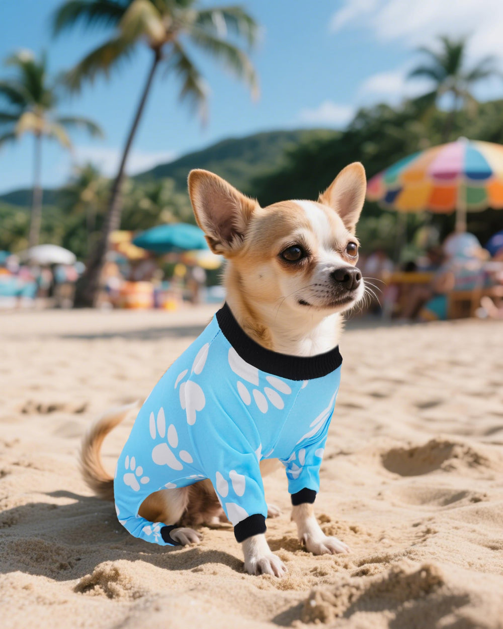 PET SHOW dogs wearing blue pajamas for stylish photos or walks