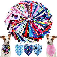 PET SHOW 50pcs paw-pattern dog bandanas pack for stylish pets