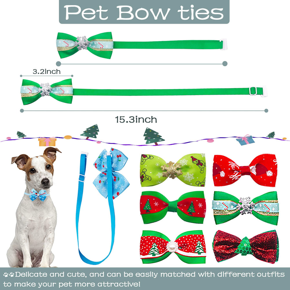 PET SHOW adjustable bow ties on small dogs illustrating easy fit.