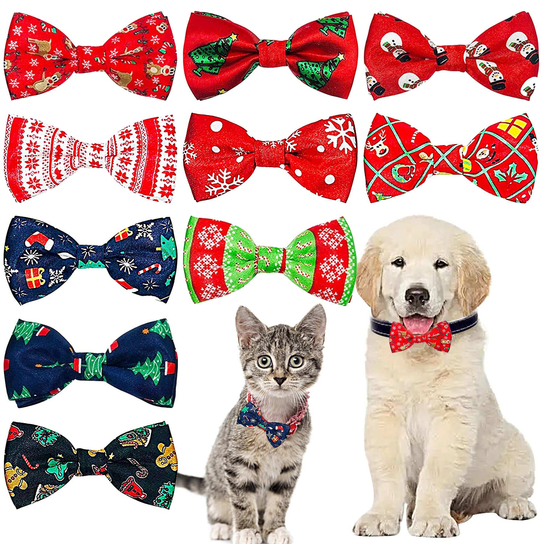 PET SHOW bowtie Christmas tree on small dogs adds festive charm for photos and parties.