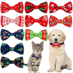 PET SHOW bowtie Christmas tree on small dogs adds festive charm for photos and parties.