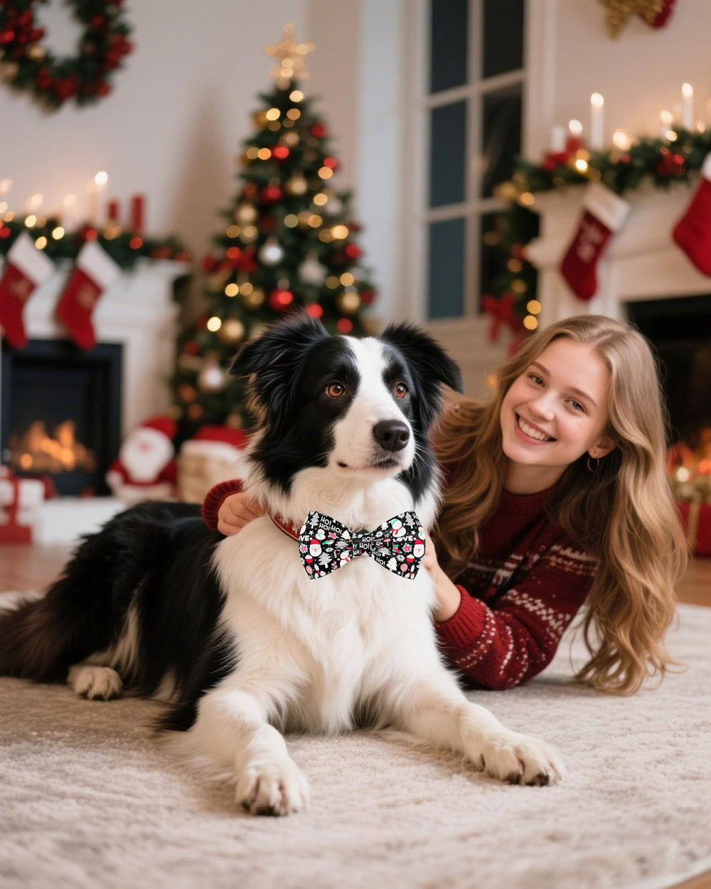 PET SHOW Santa bow tie adds seasonal whimsy to medium and large dogs