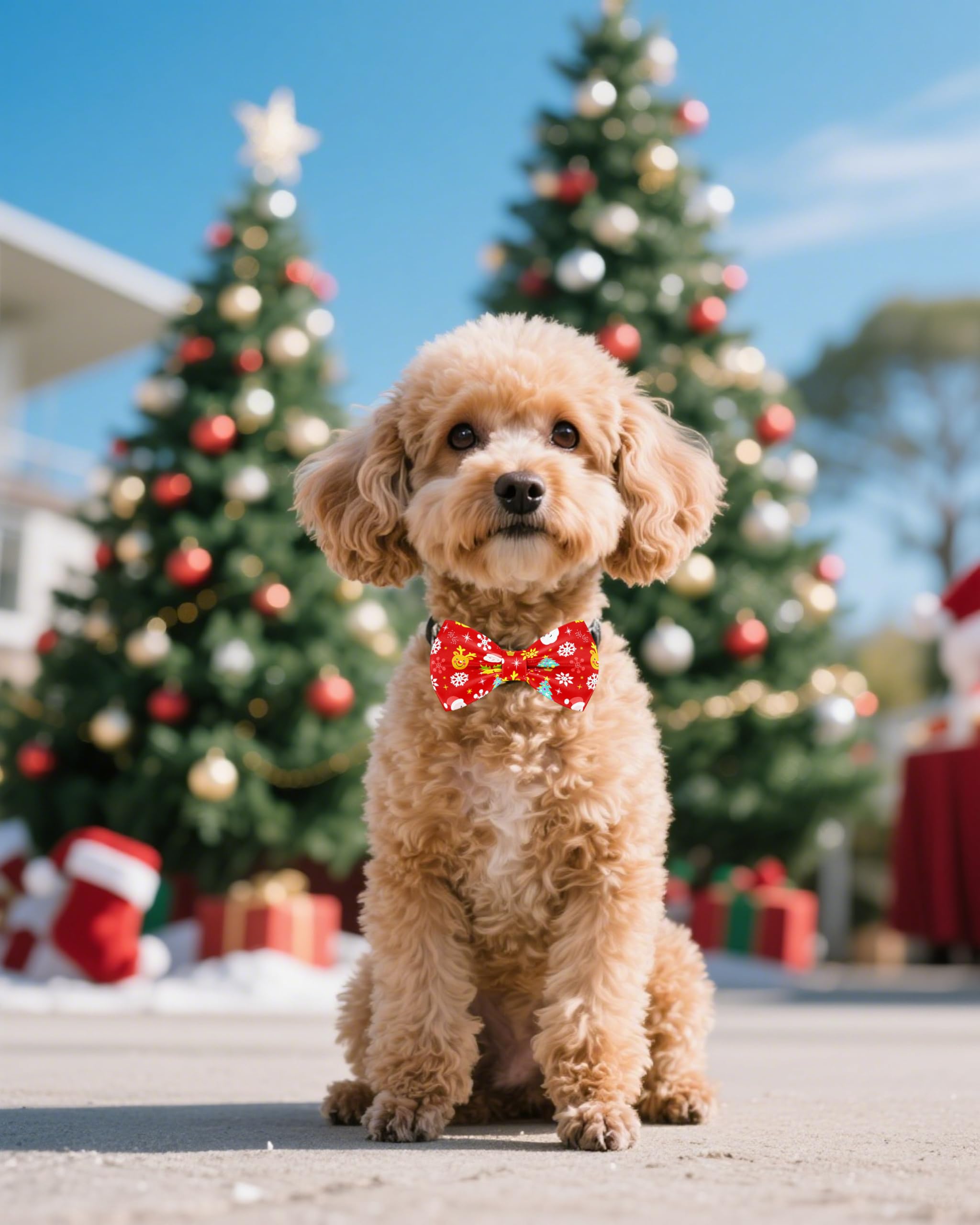 Pet Show candy cane bow tie in seasonal colors for pets