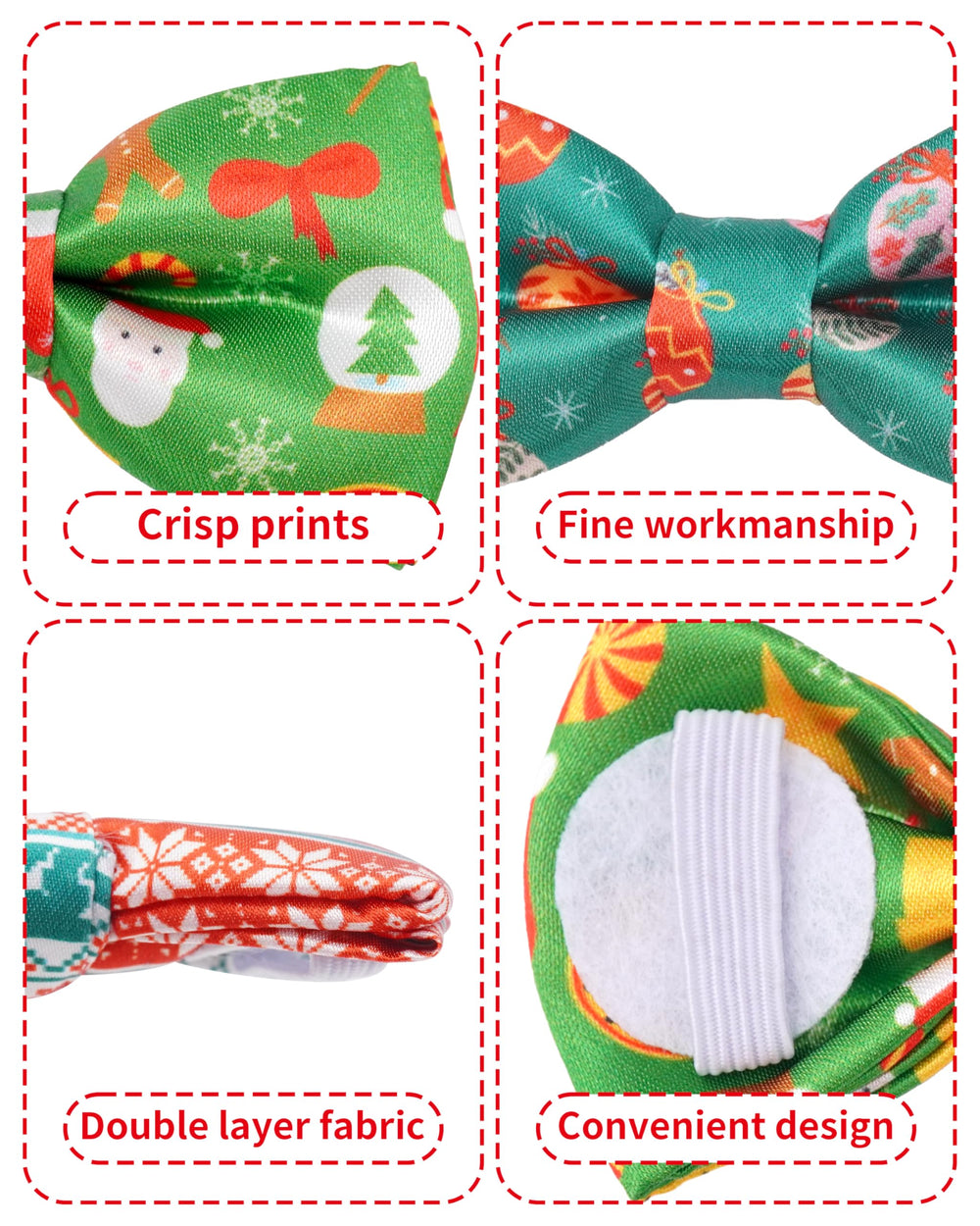 Pet Show stocking design bow tie on collar for holiday accent