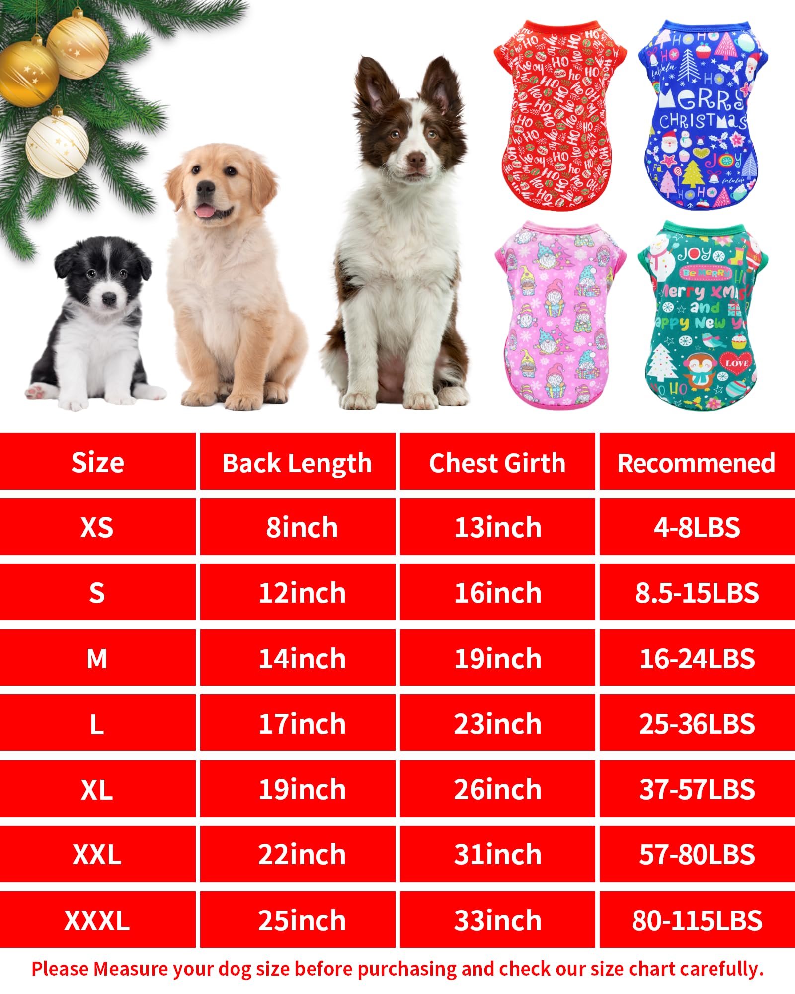 PET SHOW Christmas dog shirts red design for small dogs savoring festive style.
