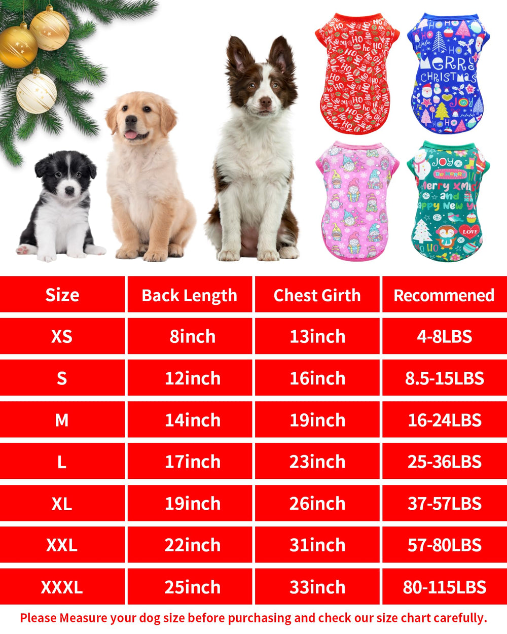 PET SHOW Christmas dog shirts red design for small dogs savoring festive style.