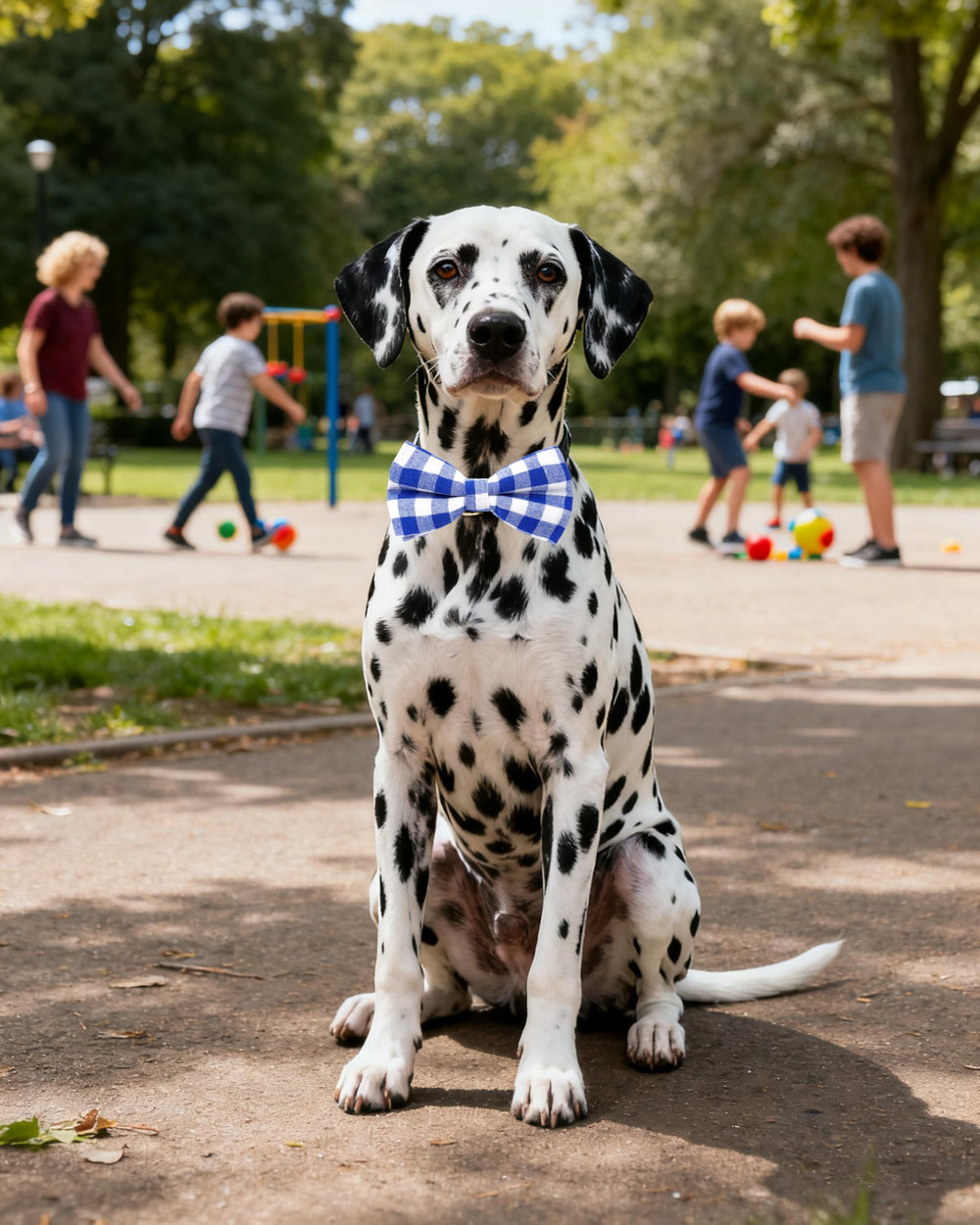 PET SHOW plaid bowtie enhances photos during walks and events.