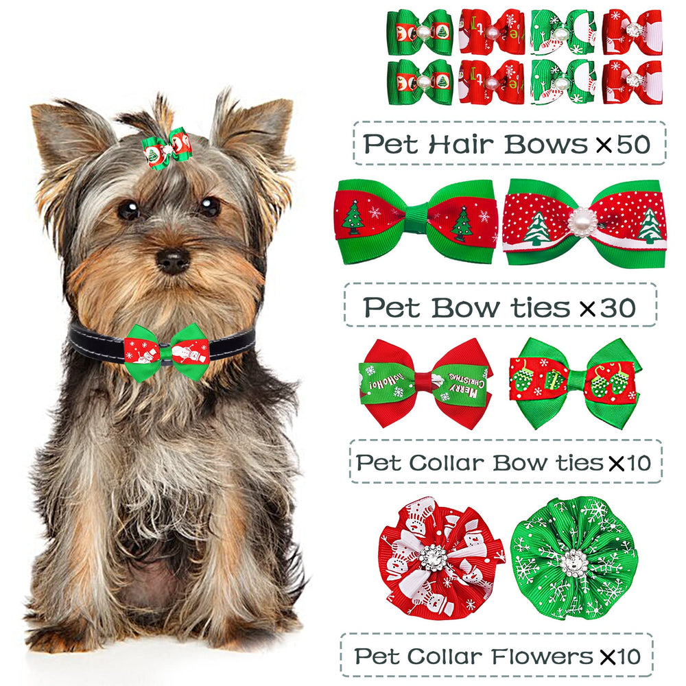 PET SHOW dog bowties colorful set ready for holiday costumes and photos.