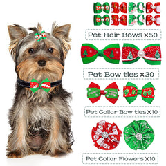 PET SHOW dog bowties colorful set ready for holiday costumes and photos.