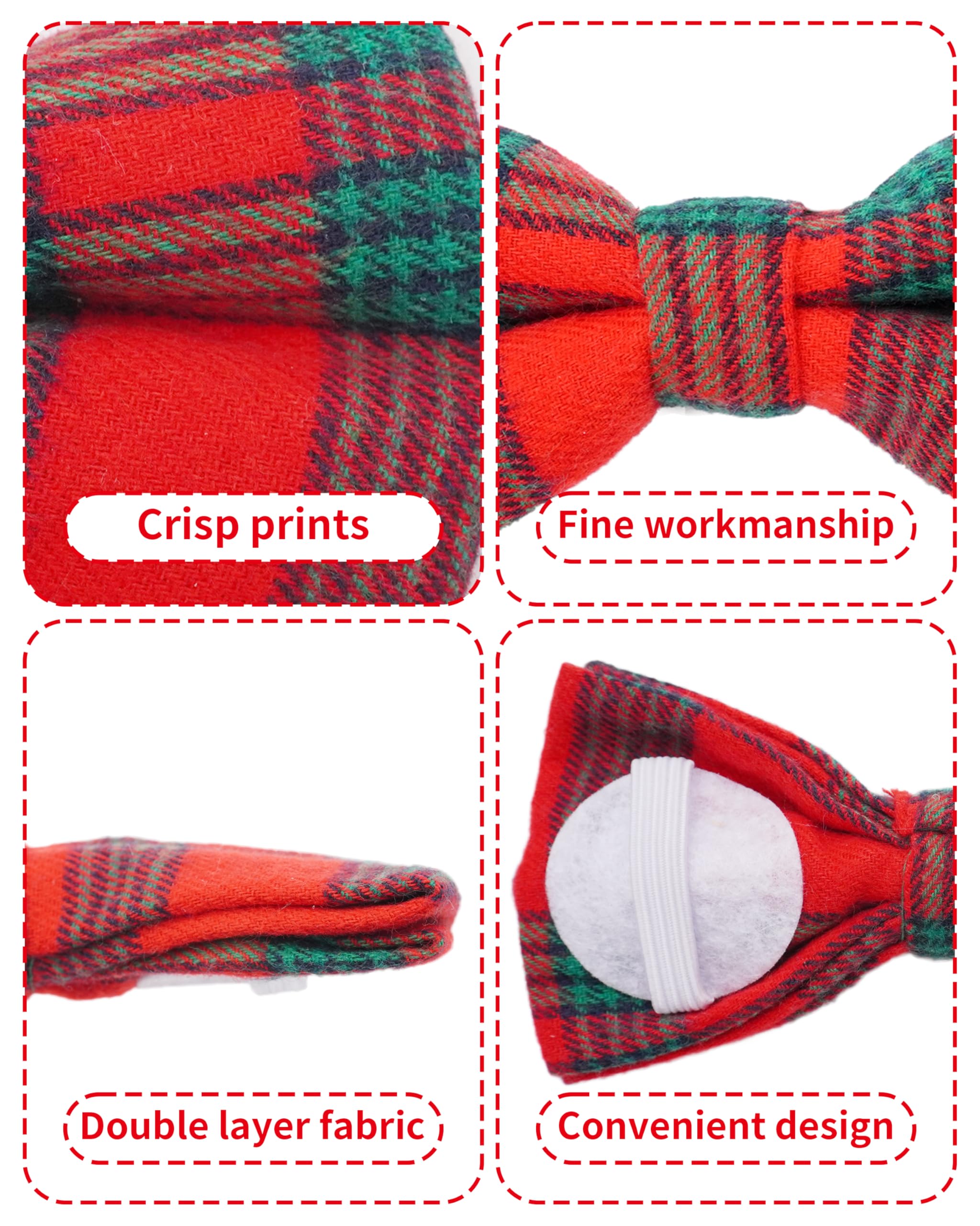 PET SHOW elastic-back bowties fit 3.5-4 cm collars with secure adjustability.