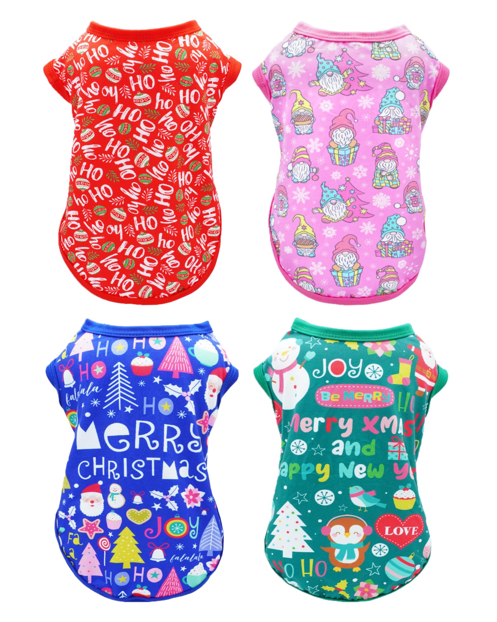 PET SHOW four-pack Christmas dog shirts in packaging, ready for gifting and party prep.