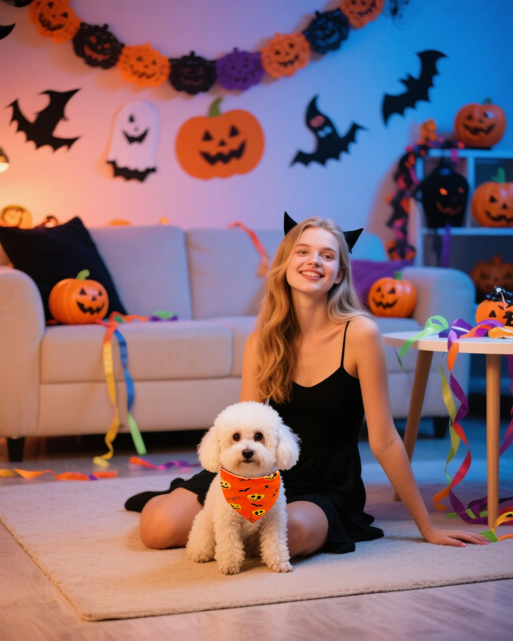 PET SHOW cobwebs design bandana pairs with costumes and photoshoots
