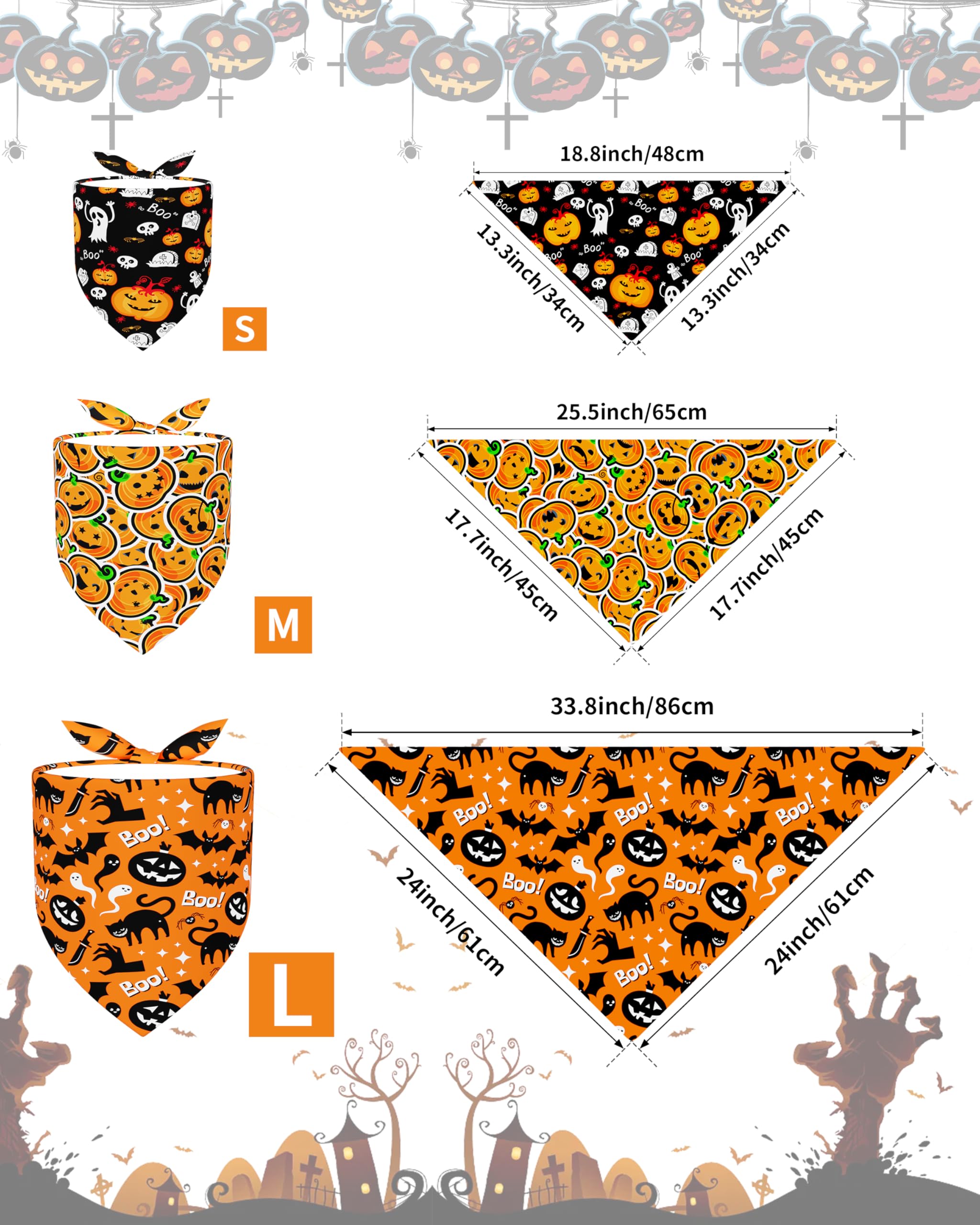 PET SHOW no-seam triangle dog bandana featuring ghost pattern for play