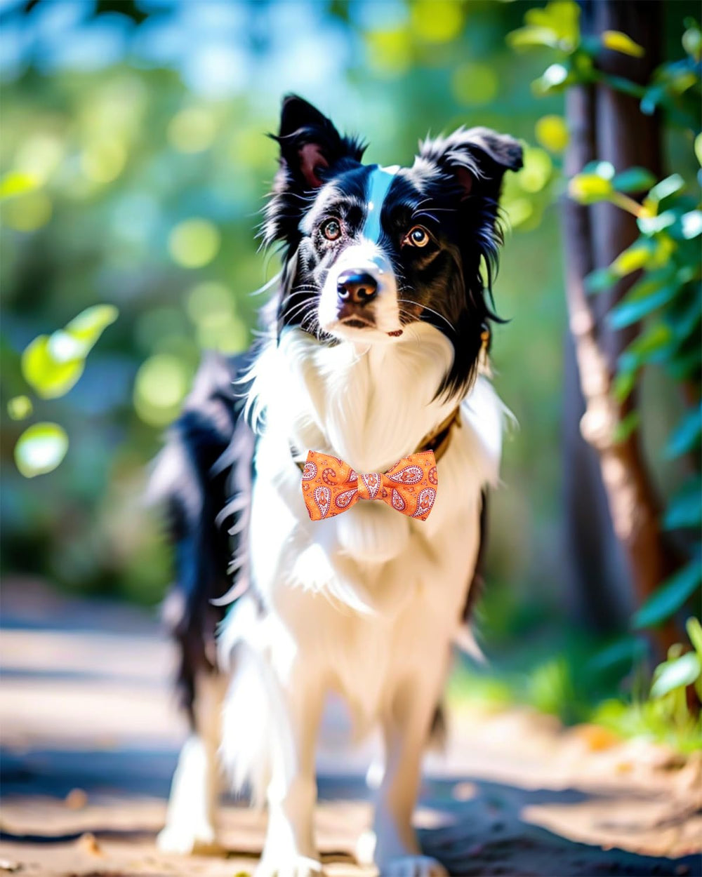 PET SHOW photography-ready paisley bow tie enhances pet portraits.
