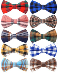PET SHOW plaid dog bowtie set on collar adds classic charm for daily walks.