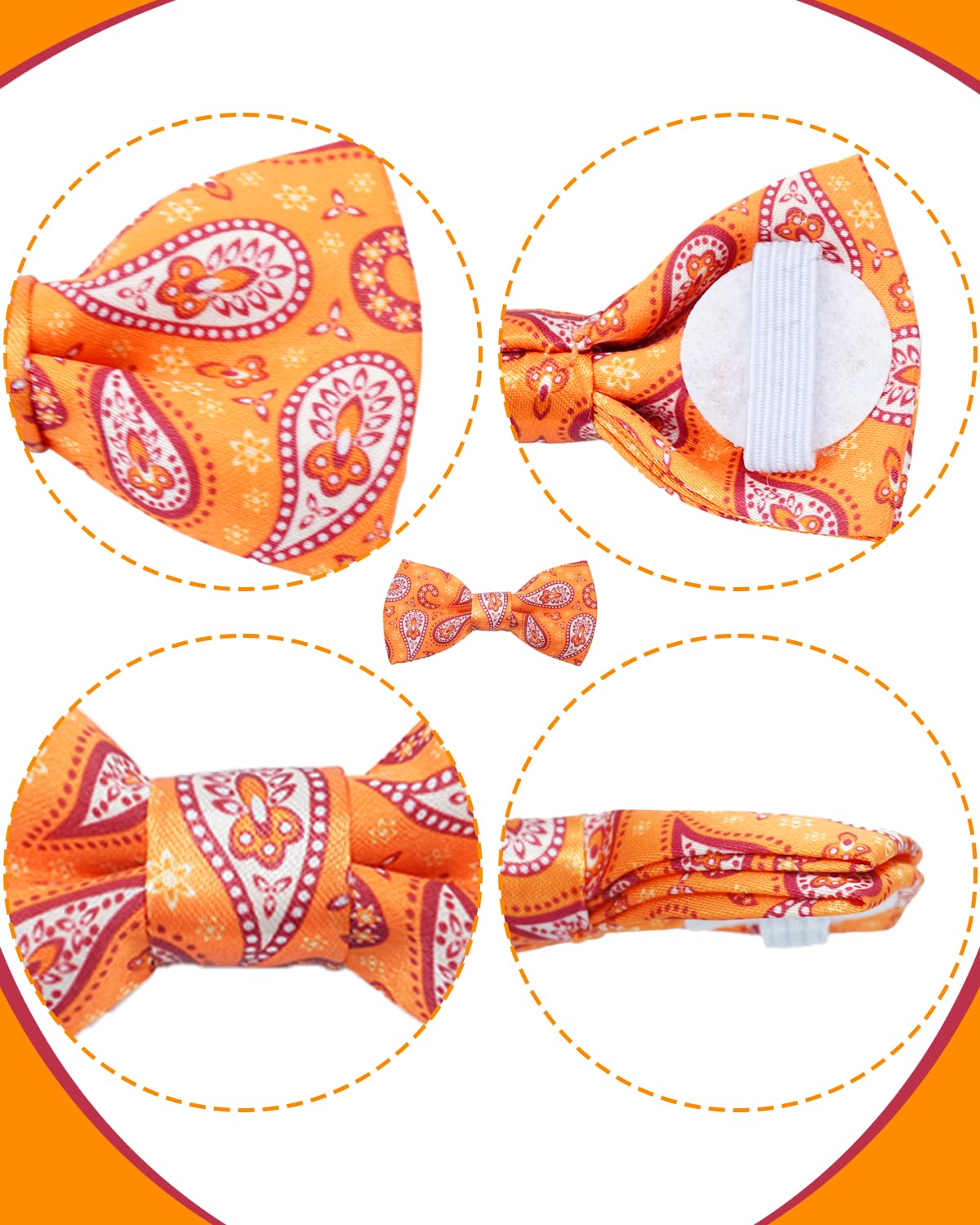 PET SHOW bow tie slips onto collar for easy on/off dressing.