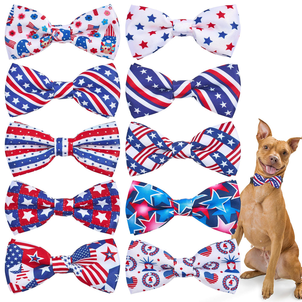 PET SHOW us-flag-bowtie-collection on a collar adds festive style for photos.