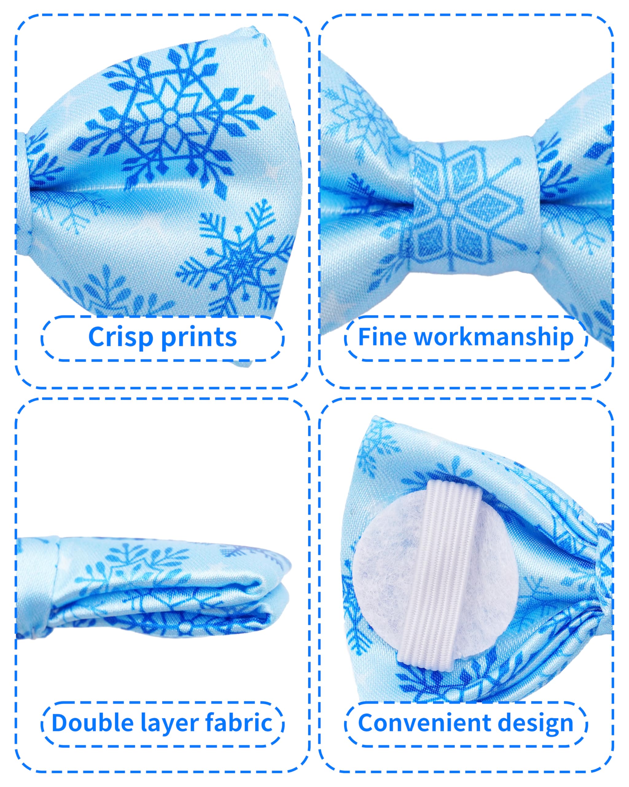 PET SHOW snowman design bow tie enhances holiday look during walks and gatherings.