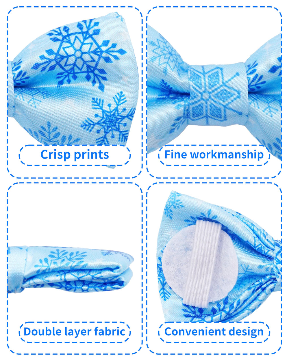 PET SHOW snowman design bow tie enhances holiday look during walks and gatherings.