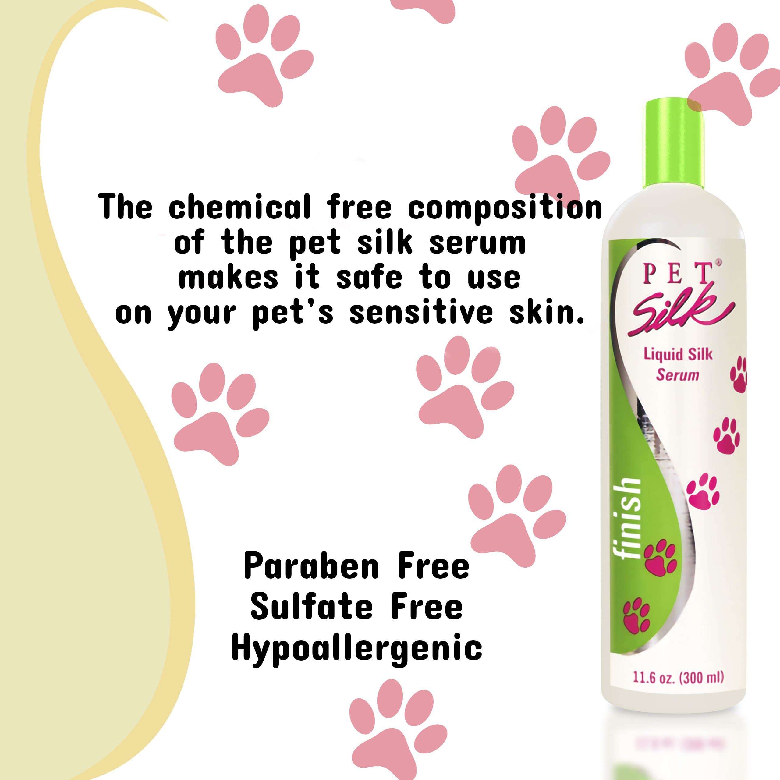 Pet Silk Liquid Silk Serum coat shine closeup shows gloss