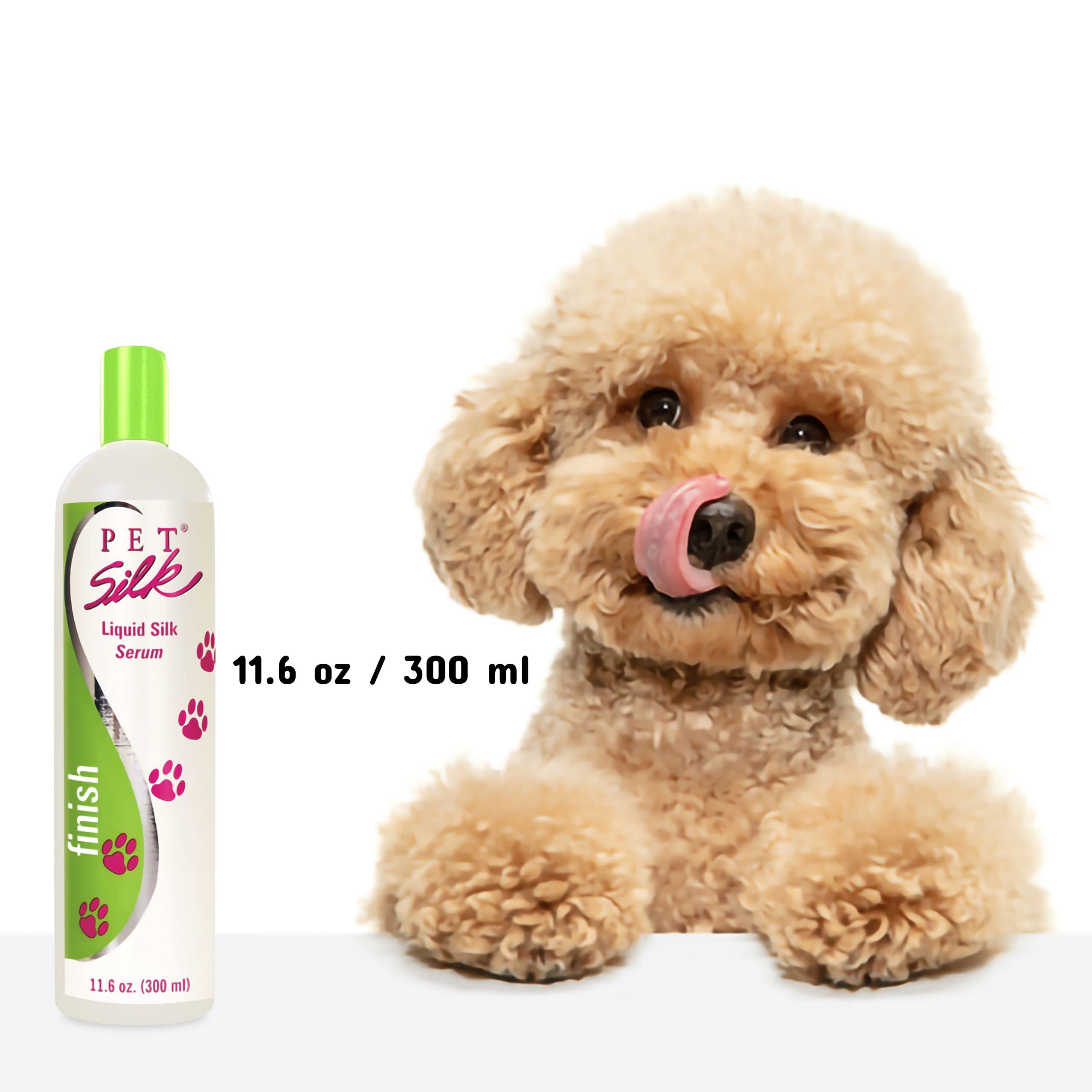 Pet Silk Liquid Silk Serum packaging with 11.6oz bottle