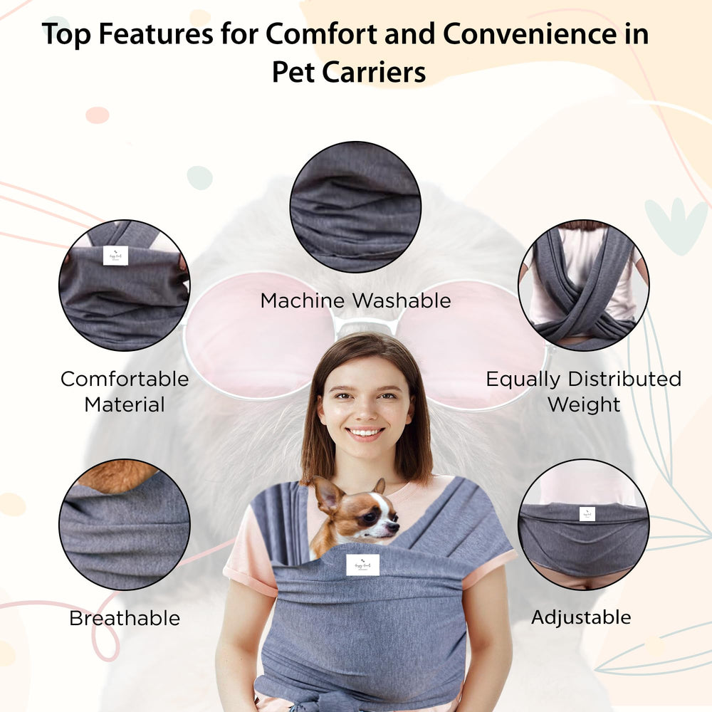 Pet-Sling-Carrier snug-close-contact for pets up to 15 lb during daily outings.