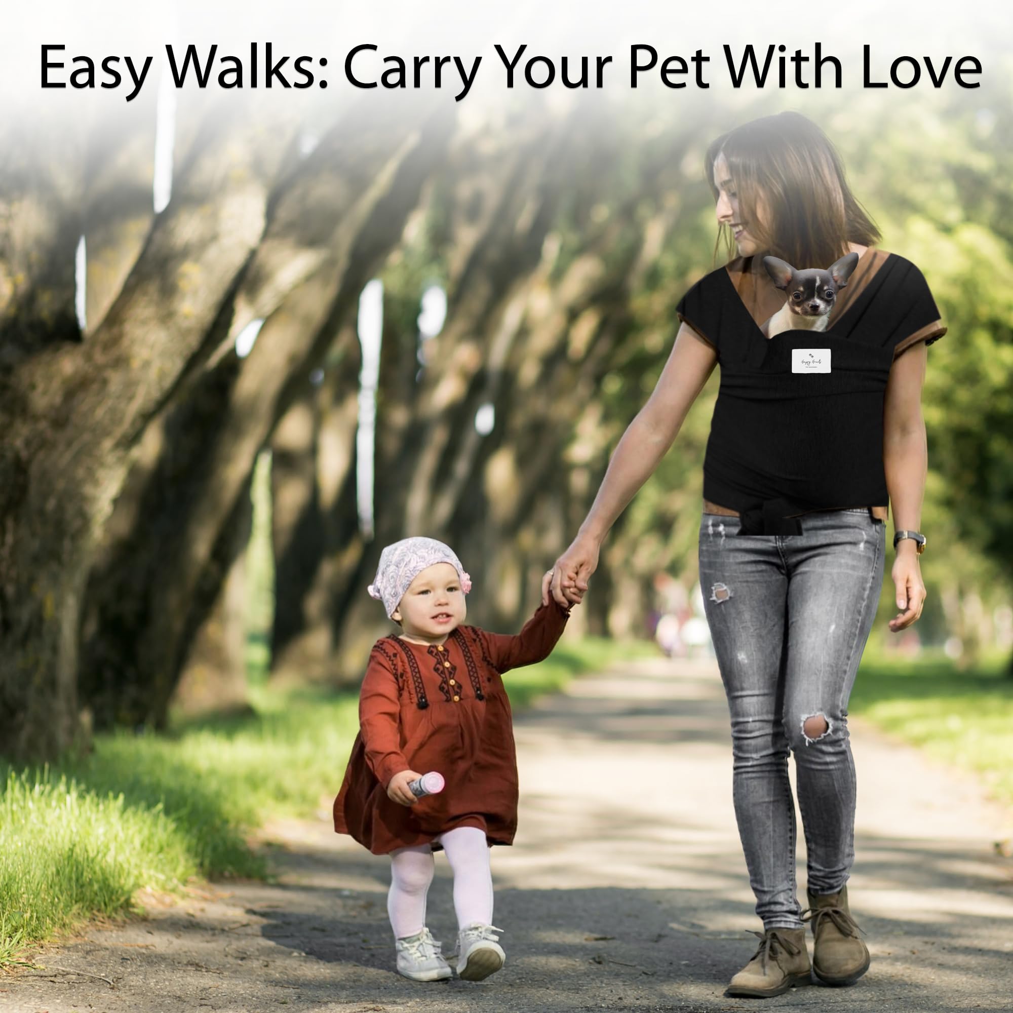 Pet-Sling-Carrier fashion-forward design complements outfits for daily use.