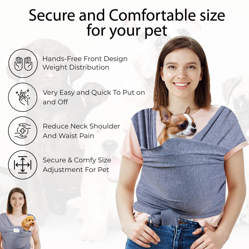 Pet-Sling-Carrier grey hands-free-mobility during walks with cat or small dog.