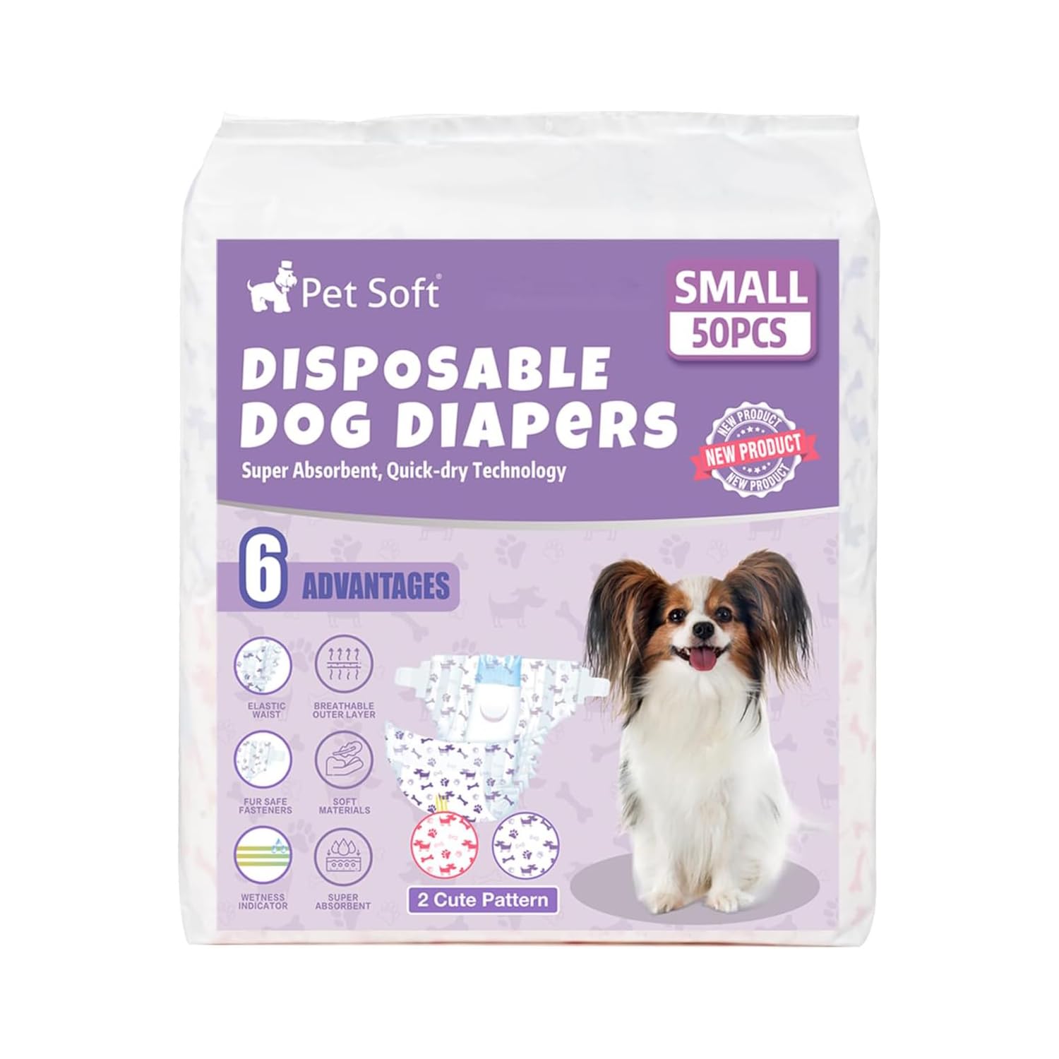 Pet Soft absorbent-core design absorbs moisture quickly for comfort.