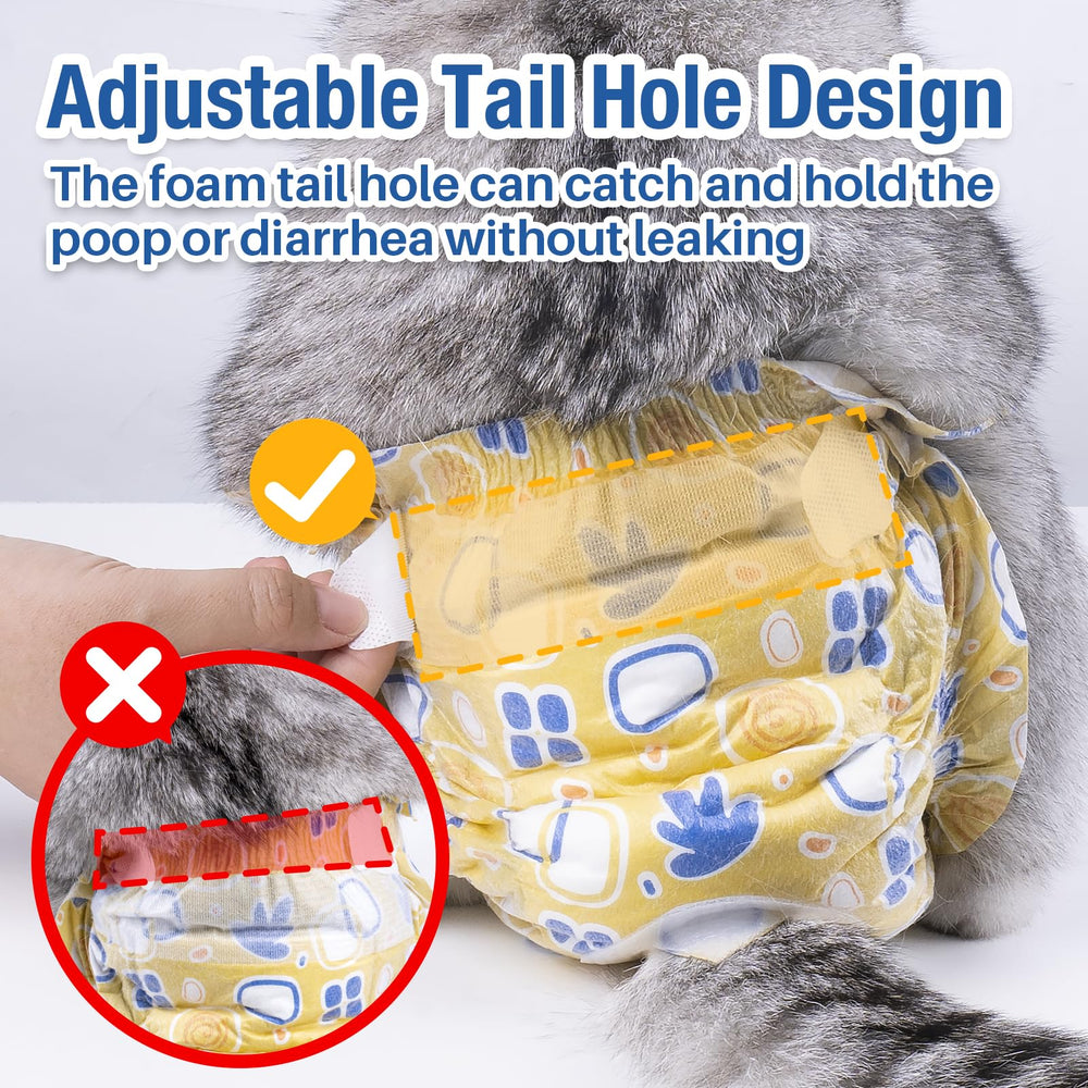 Pet Soft diapers with adjustable foam tail hole for tail-fit versatility
