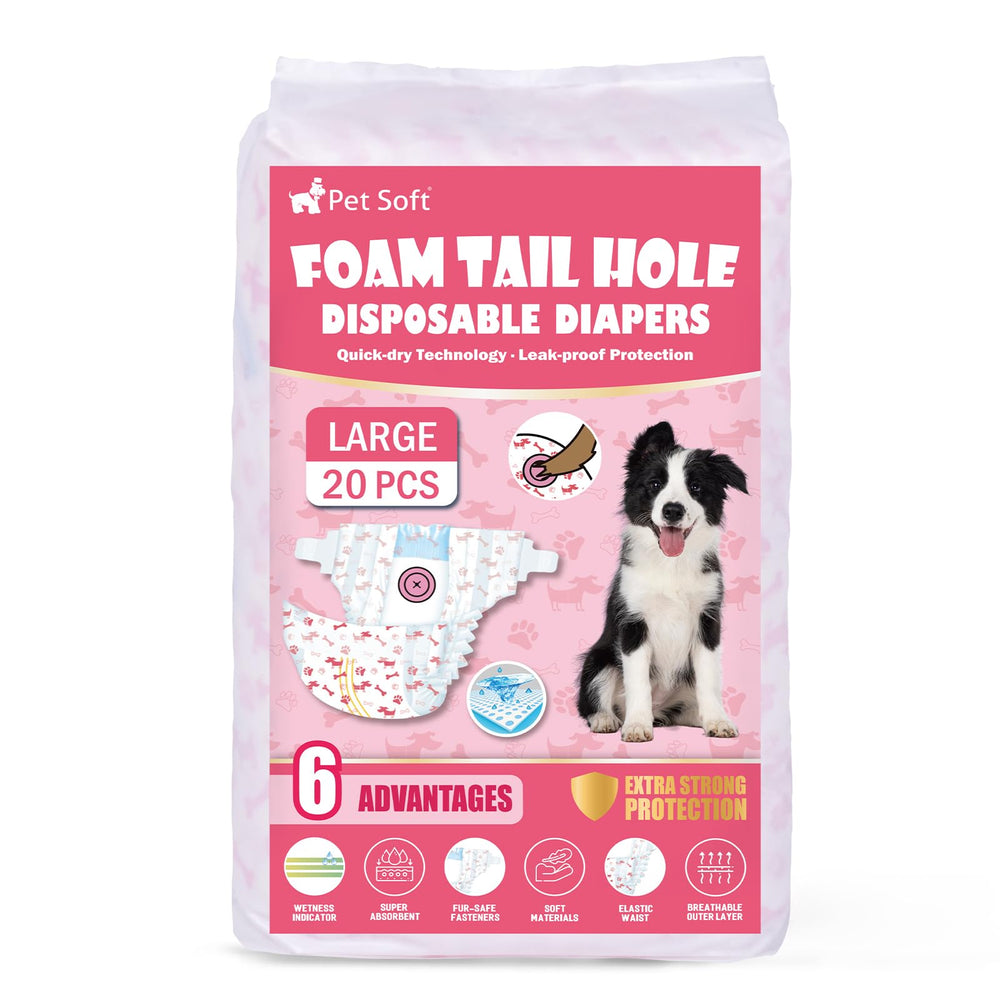 Pet Soft 20-count large red diapers offer reliable coverage