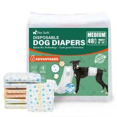 Pet Soft disposable dog diapers medium wrap-fastener for secure fit during walks