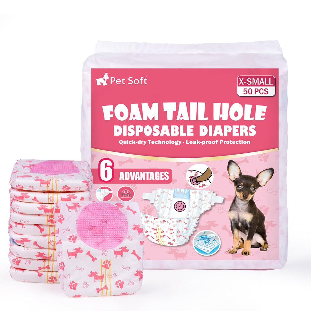 Pet Soft disposable dog diapers XS red full length provide snug fit and leak protection