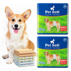 Pet Soft disposable male dog wrap, medium waist 18-25 inches, reliable protection during walks.