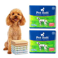 Pet Soft disposable male dog wraps pack front view for quick protection