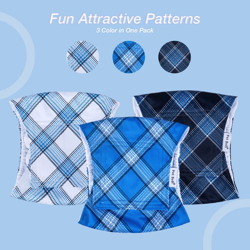 Pet Soft 3-pack belly bands shown in packaging for convenient value.