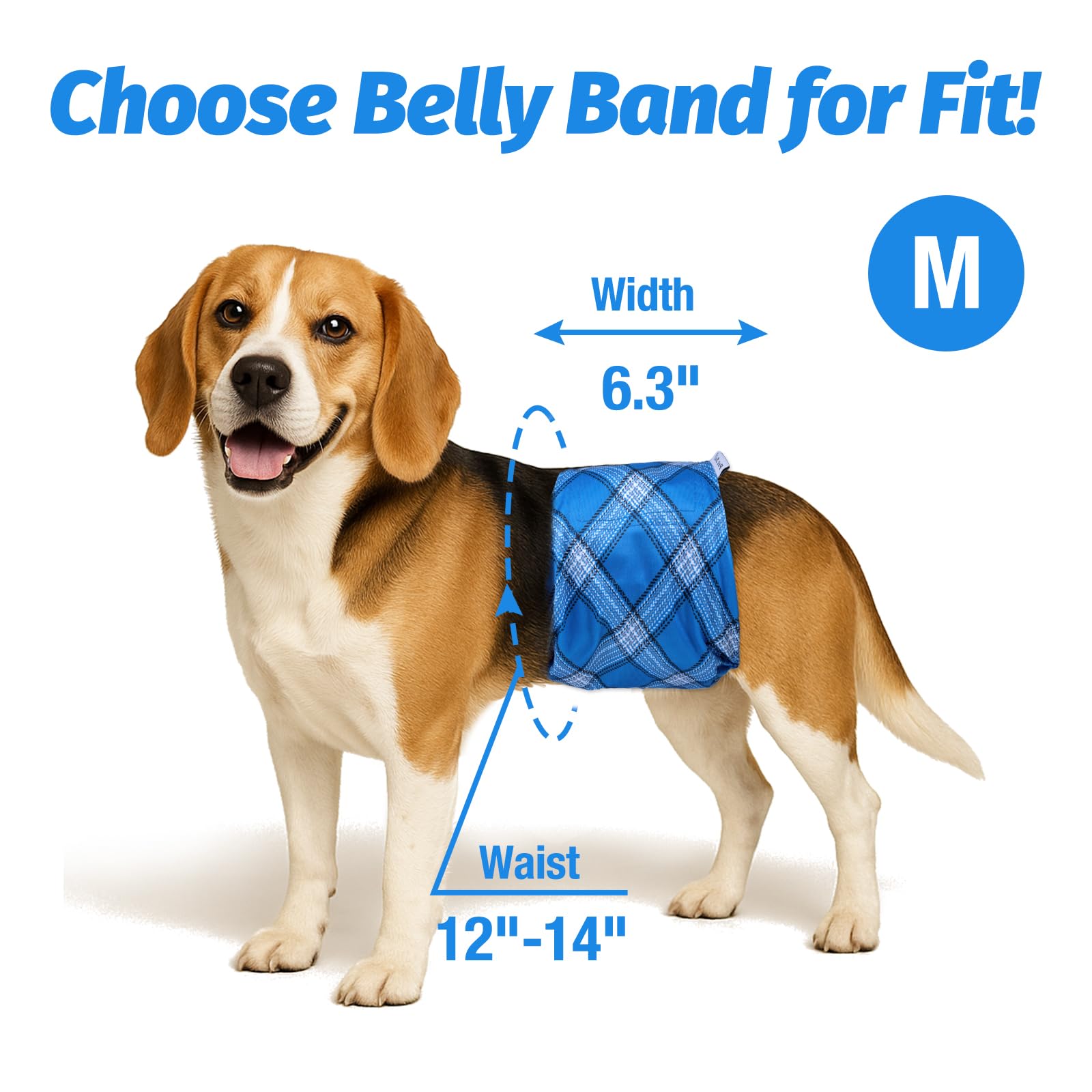 Pet Soft belly band demonstrates elastic waist for comfortable movement.