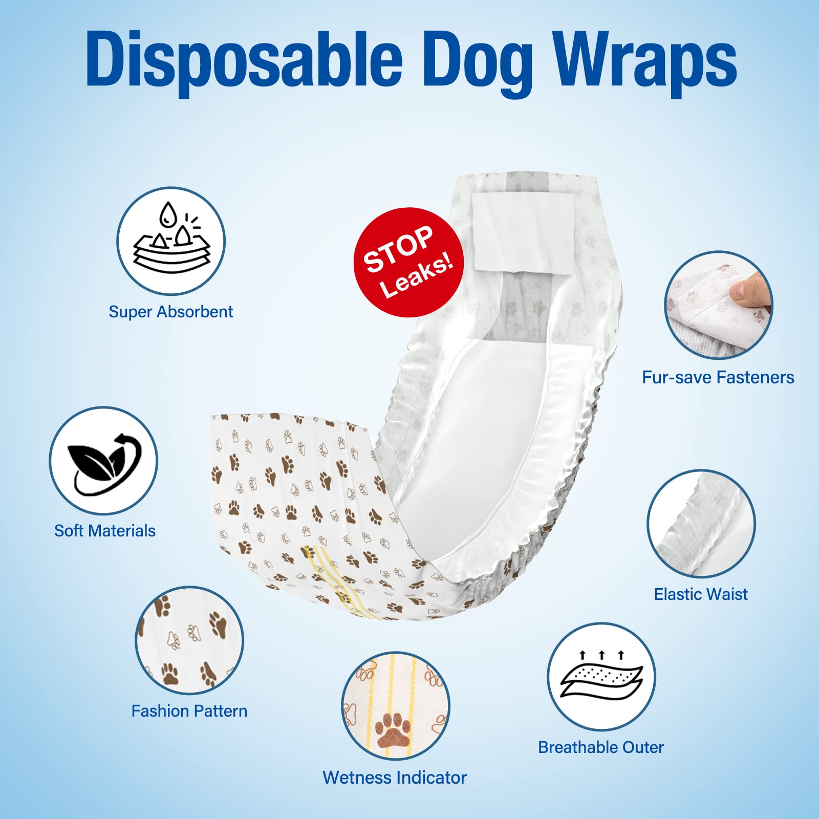 Pet Soft dog diapers fasteners show adjustable fit for secure wear.