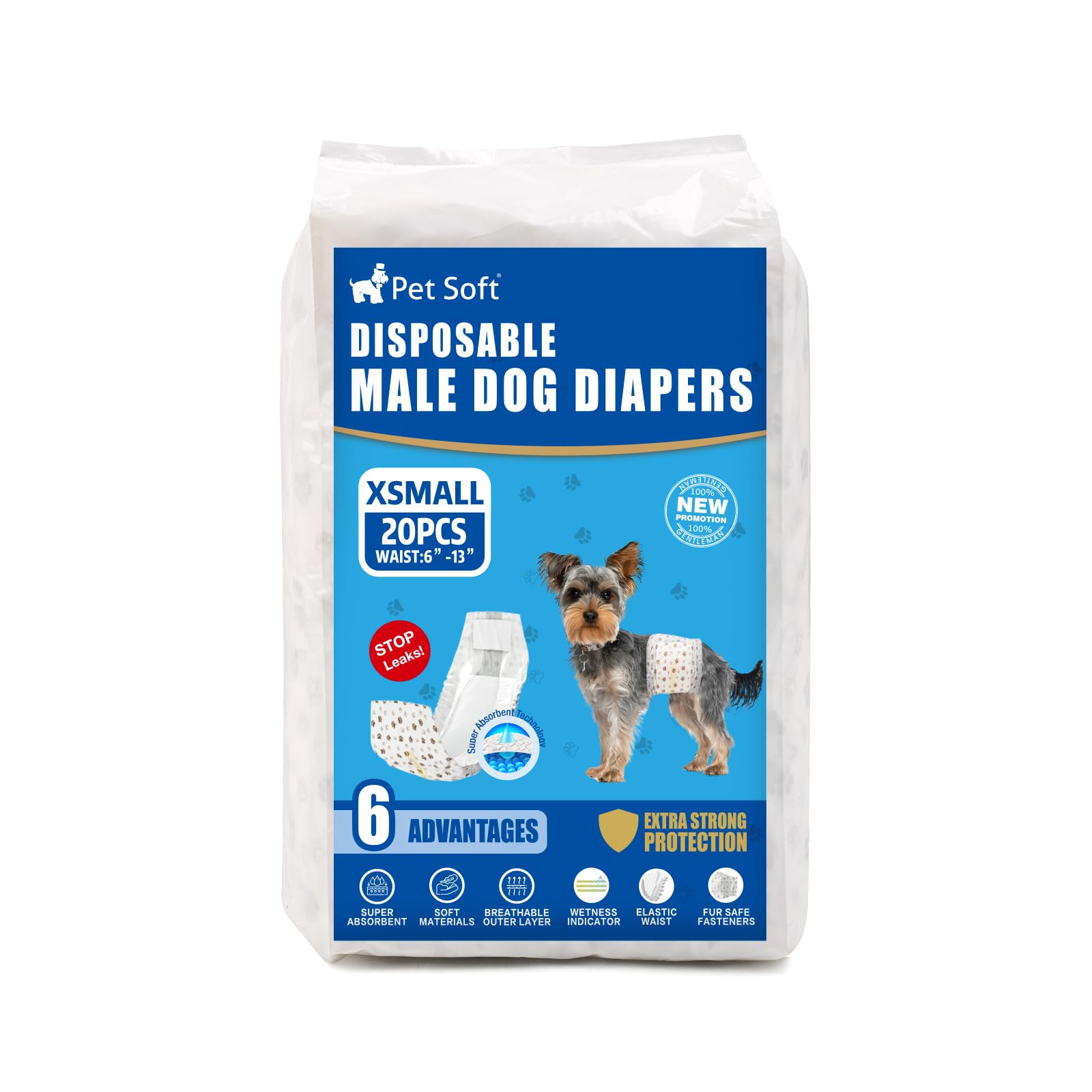 Pet Soft dog diapers easy on/off with premium materials.
