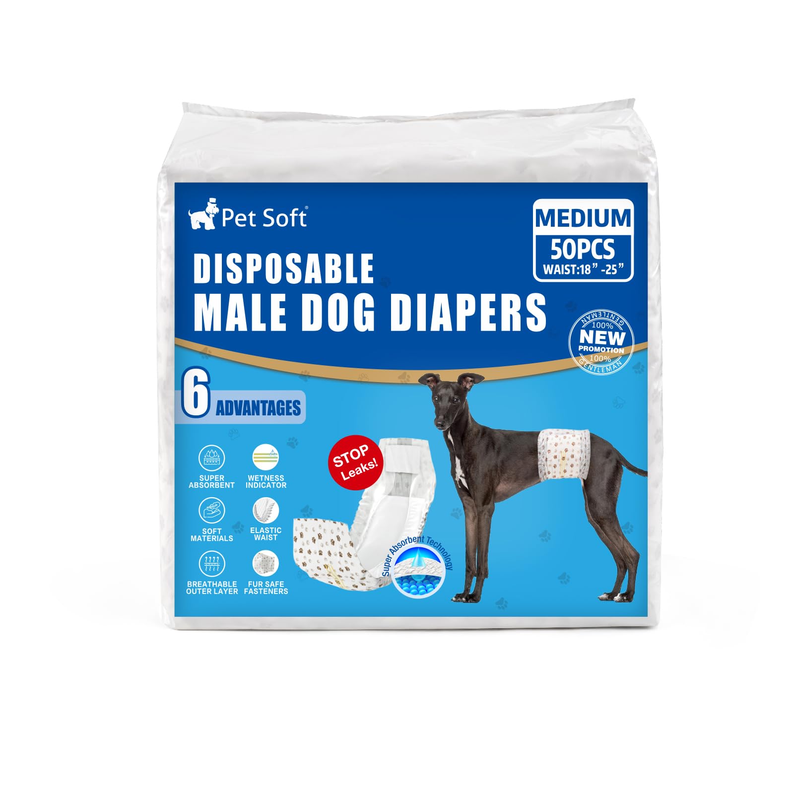 Pet Soft 50-count medium pack for versatile incontinence needs.