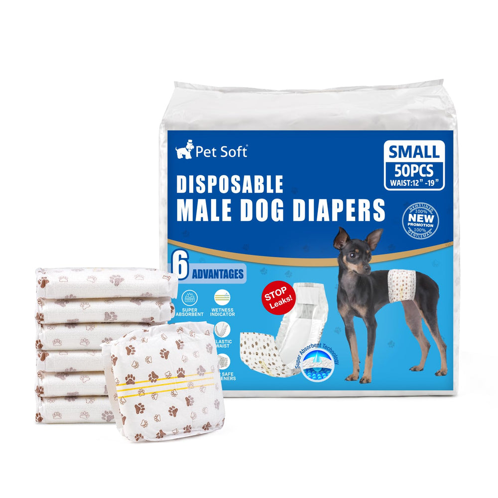 Pet Soft dog diapers small wrap pack shot shows convenient daily wear and leak protection