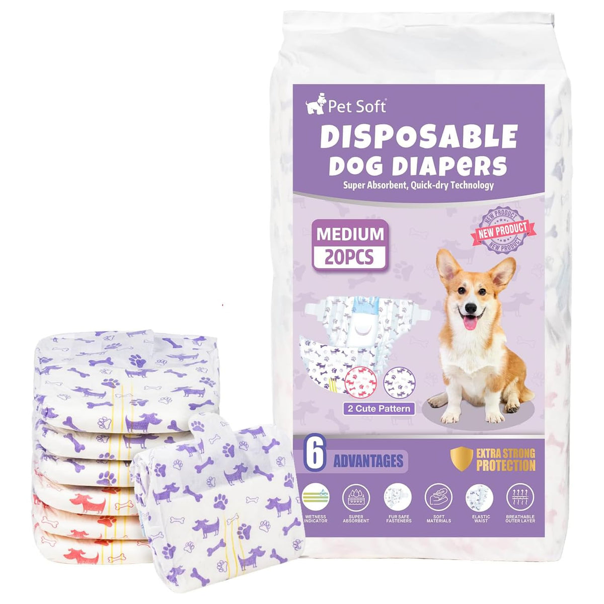 Pet Soft dog diapers with wetness indicator signals diaper change for a cleaner home