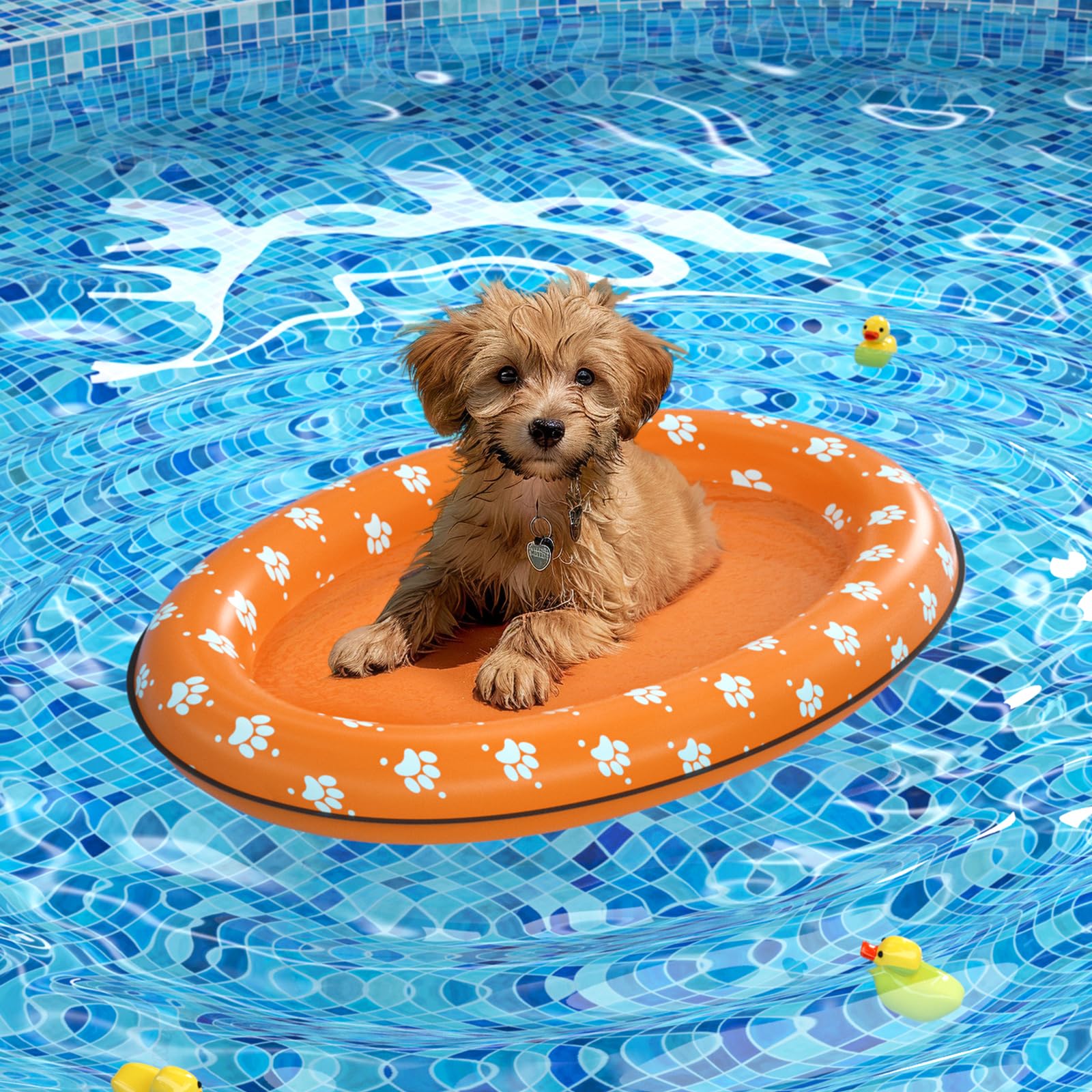 Pet Soft Dog Float Raft front view ready for cooling summer fun.
