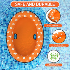 Pet Soft Dog Float Raft in-use on water with dog enjoying cool shade.
