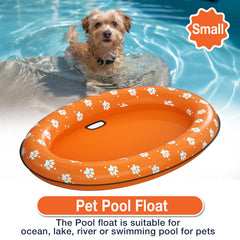 Pet Soft Dog Float Raft side view shows orange color and portability.